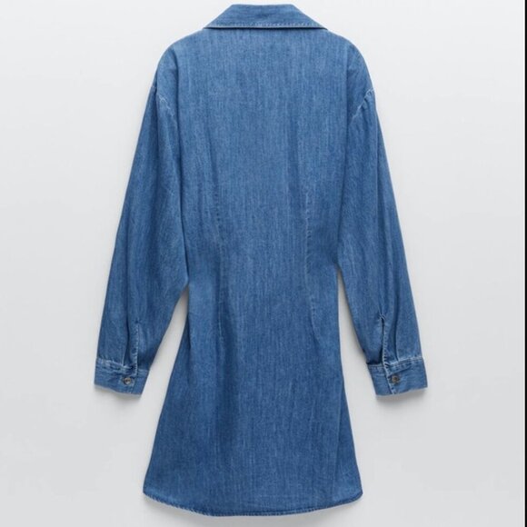 ZARA The Erin Denim Wrap Dress - Picture 4 of 14
